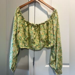 Aerie‎ floral crop top long sleeve XXL